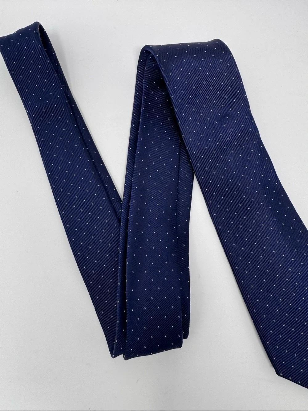 J.‎ Crew Skinny Silk Tie Navy Polka Dot preppy casual classic work office formal